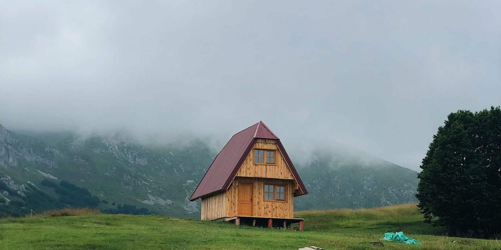 Tiny house exterior in mountain region