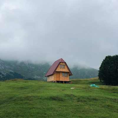 Tiny house exterior in mountain region
